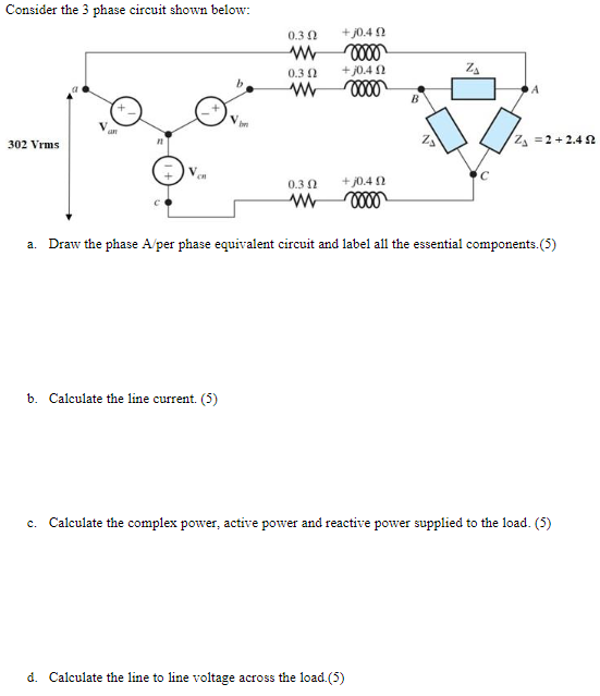 Solved Consider The 3 Phase Circuit Shown Below 04 92