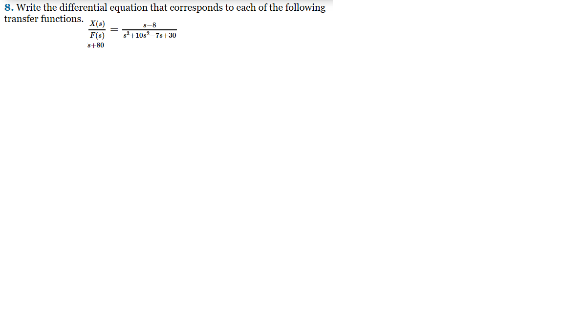 Solved 8. Write the differential equation that corresponds | Chegg.com
