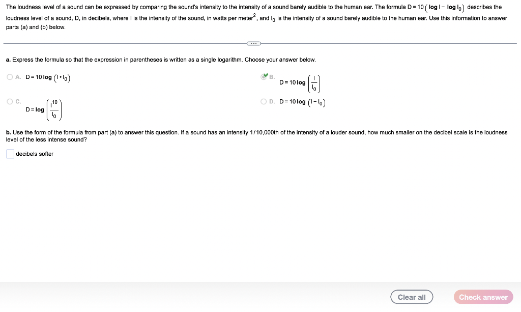 Solved The loudness level of a sound can be expressed by