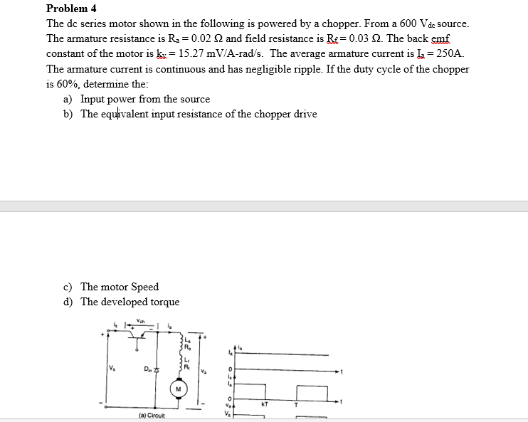Solved The dc series motor shown in the following is powered | Chegg.com