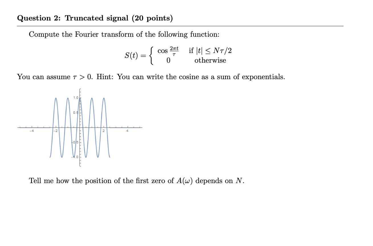 Solved Question 2: Truncated signal (20 points) Compute the | Chegg.com