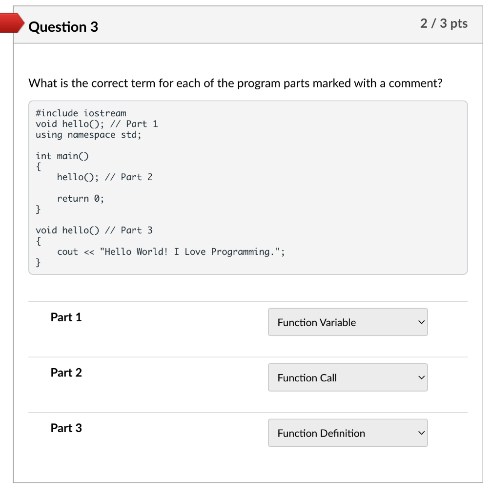 Solved What is the correct term for each of the program | Chegg.com