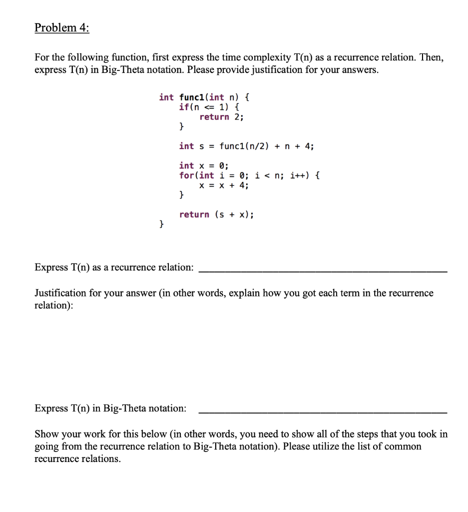 Solved Problem 4: For the following function, first express | Chegg.com