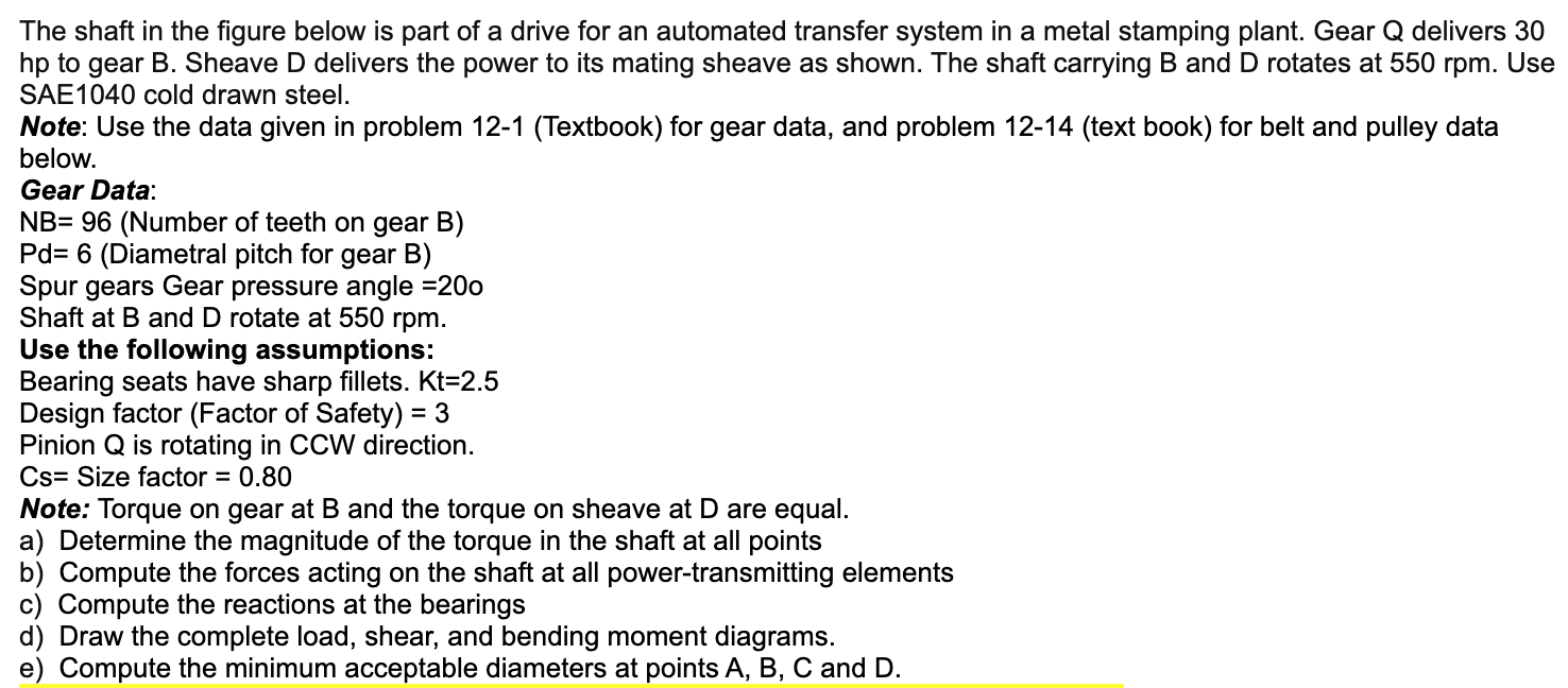 Solved The shaft in the figure below is part of a drive for | Chegg.com