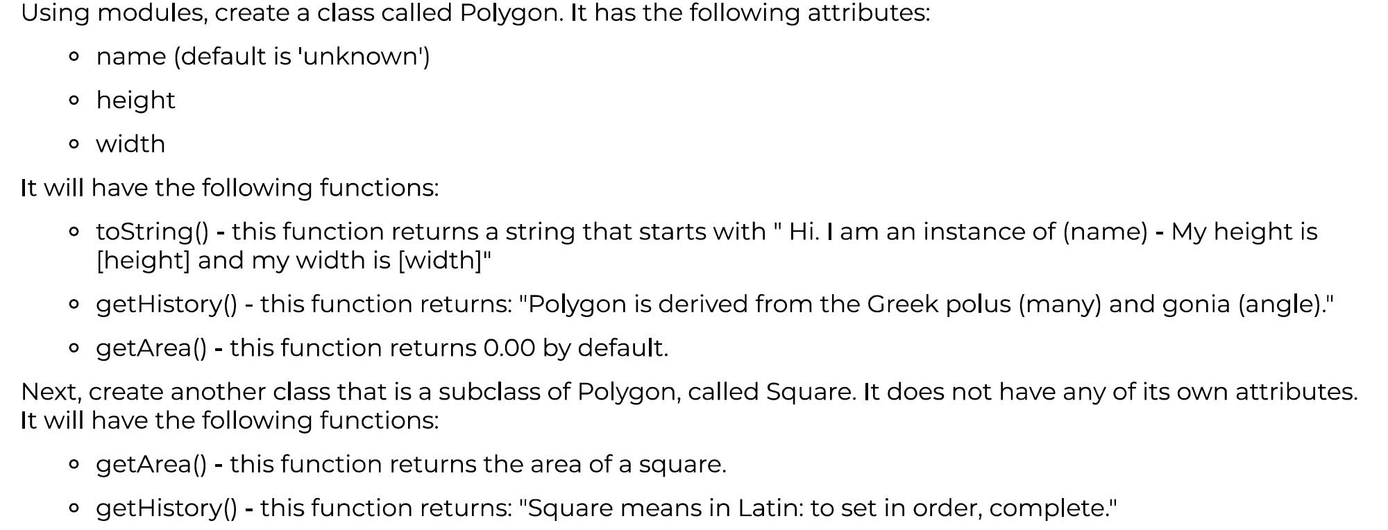Solved Using modules, create a class called Polygon. It has | Chegg.com
