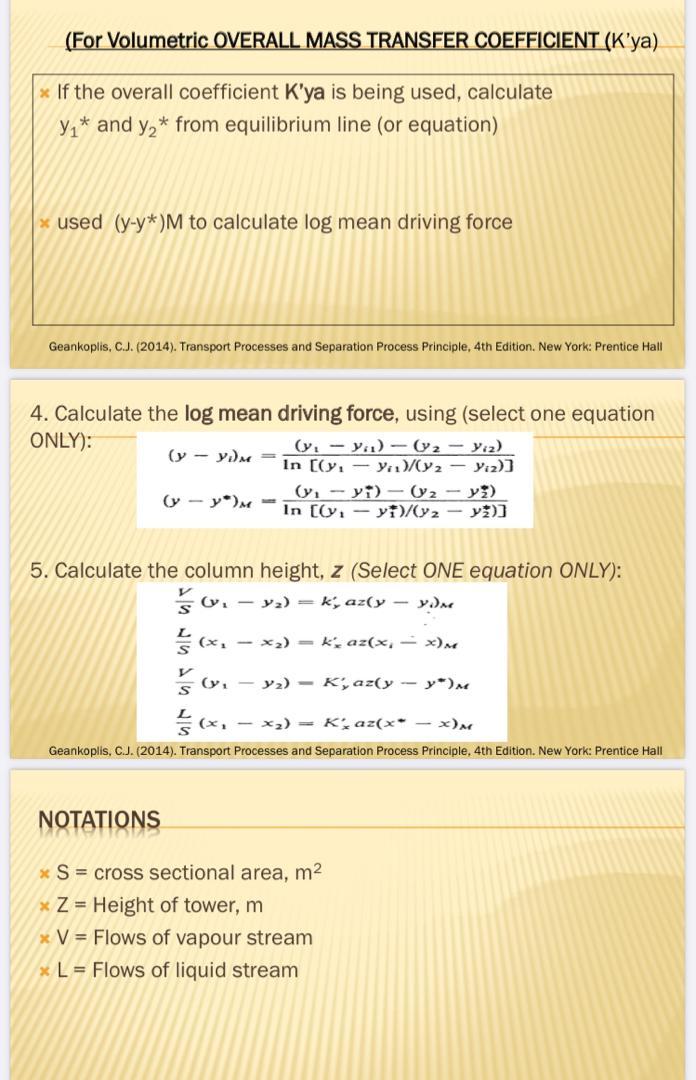 Solved Exercise Using Volumetric Overall Mass Transfer Co Chegg Com