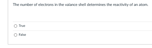 Solved The number of electrons in the valance shell | Chegg.com
