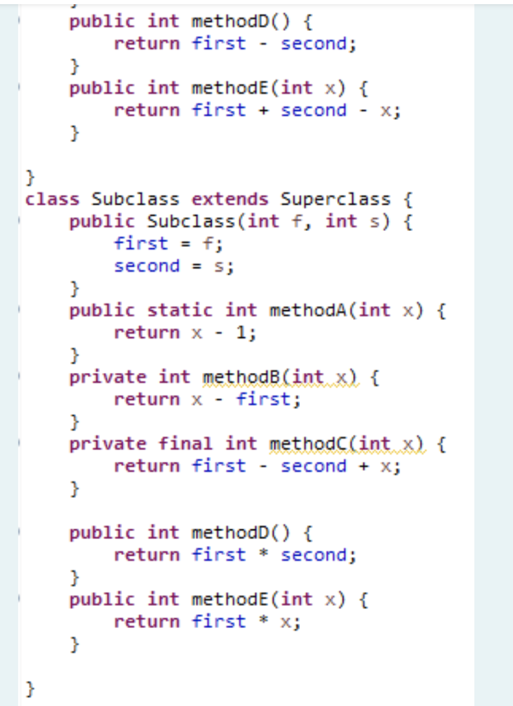 Solved The following five classes are related by inheritance | Chegg.com