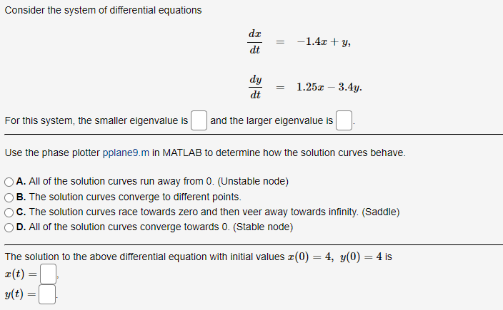 Solved Consider the system of differential equations | Chegg.com