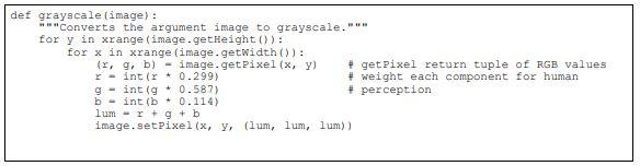Solved The below grayscale function converts a color image | Chegg.com
