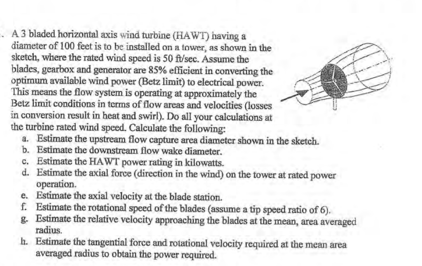 A 3 bladed horizontal axis wind turbine (HAWT) having | Chegg.com