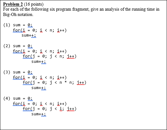 Solved Problem 2 (16 points) For each of the following six | Chegg.com