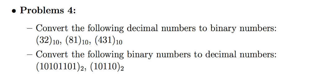 Solved Problems 4 Convert The Following Decimal Number