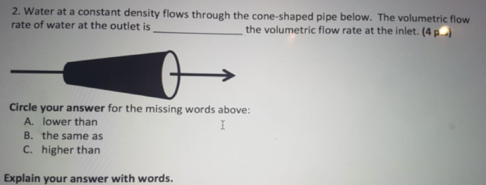 Solved 2. Water At A Constant Density Flows Through The | Chegg.com