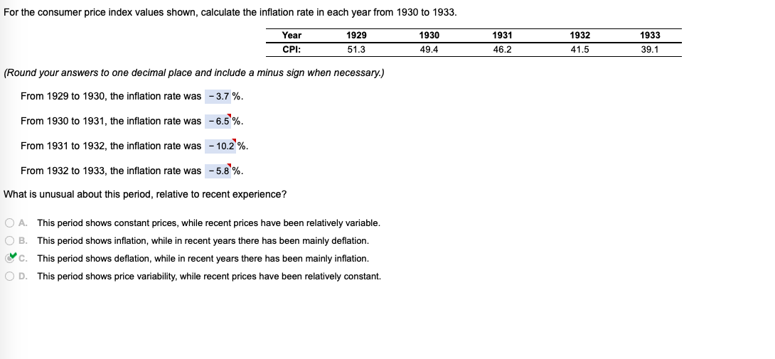 Solved For the consumer price index values shown, calculate | Chegg.com