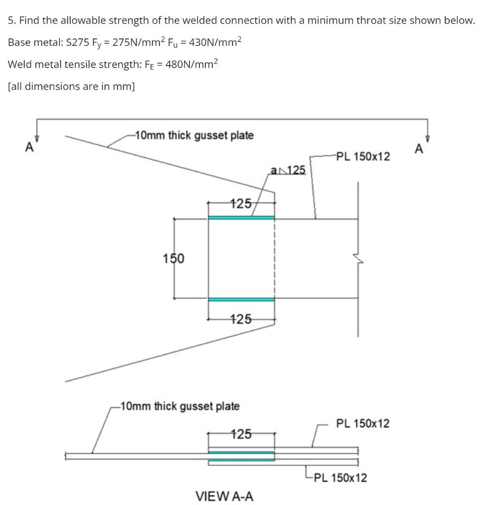 Solved 5. Find the allowable strength of the welded | Chegg.com