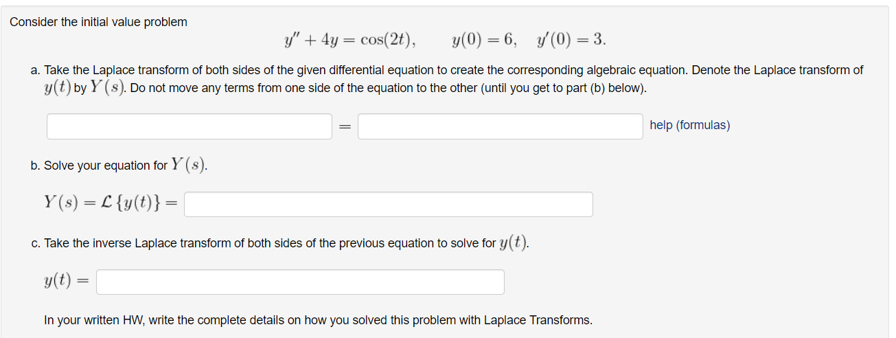 Solved Consider The Initial Value Problem Y 4y Cos 2t