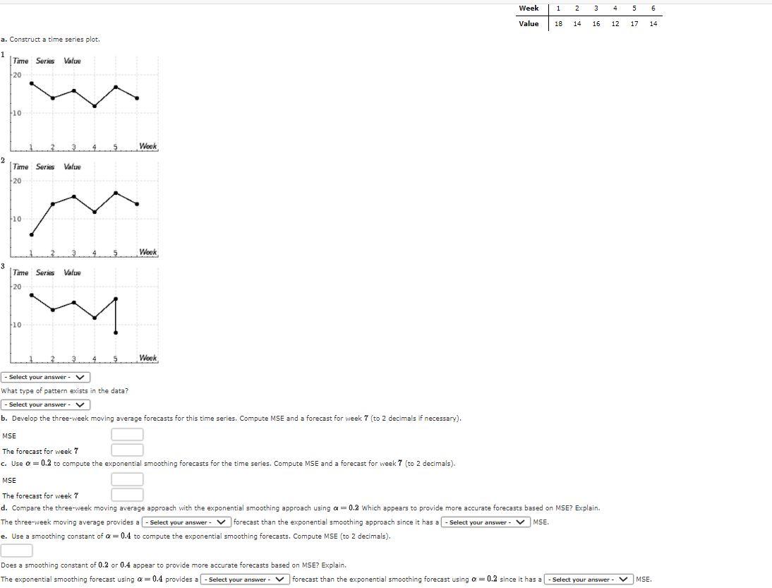 Solved Week 1 2 3 4 5 6 Value 18 14 16 12 17 14 a. Construct | Chegg.com