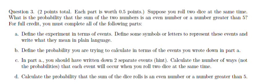 Solved Question 3. (2 points total. Each part is worth 0.5 | Chegg.com