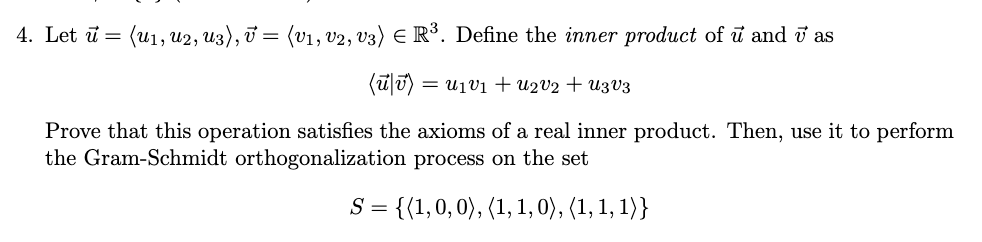 Solved 4 Let ū U1 U2 U3 ū V1 V2 V3 E R3 Define 0558