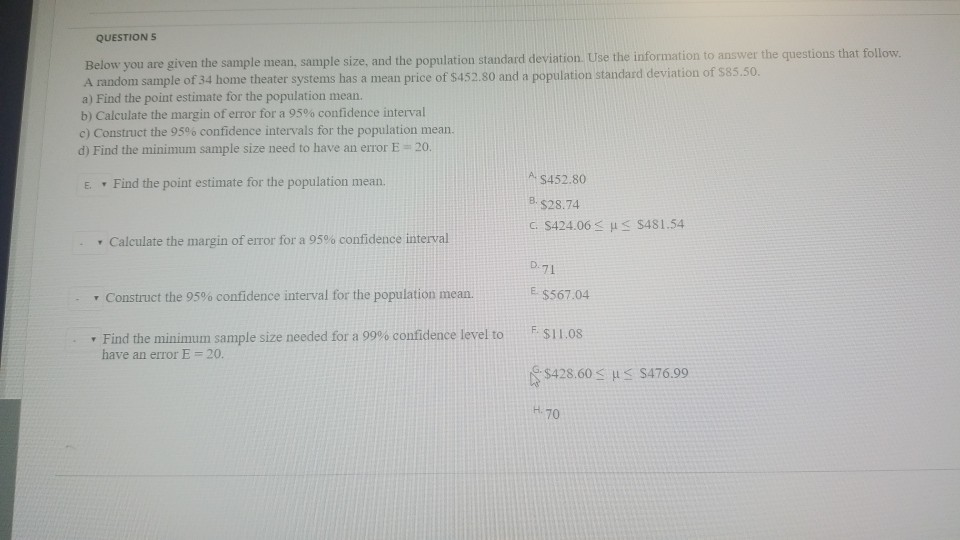 Solved QUESTION S n, sample size, and the population | Chegg.com