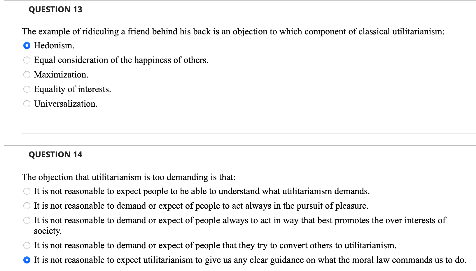 Solved QUESTION 9 According to Act Utilitarianism (as | Chegg.com