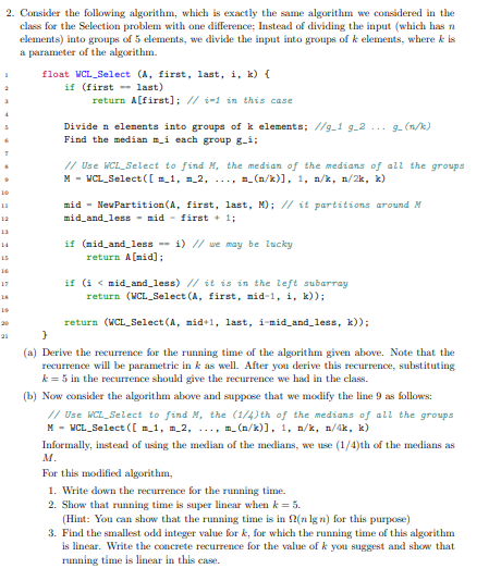 2. Consider the following algorithm, which is exactly | Chegg.com