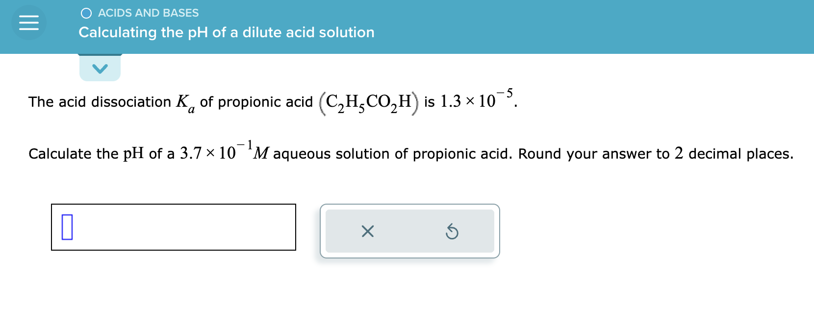 Solved The acid dissociation Ka of propionic acid (C2H5CO2H) | Chegg.com