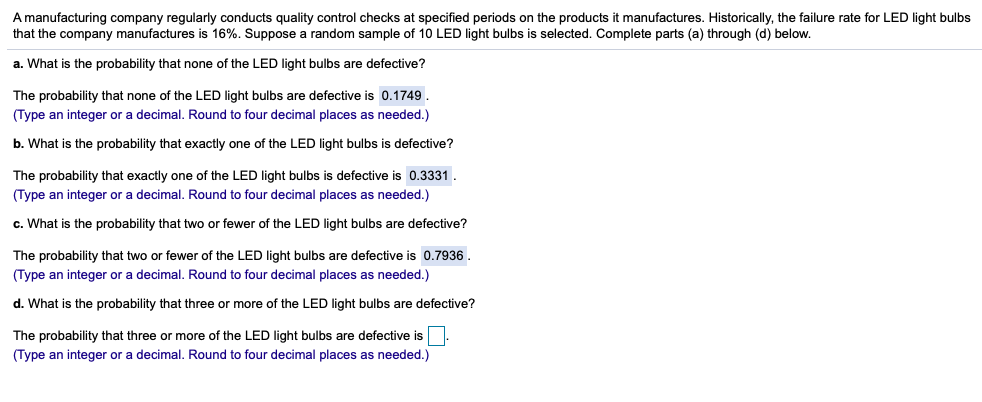 Solved A manufacturing company regularly conducts quality Chegg