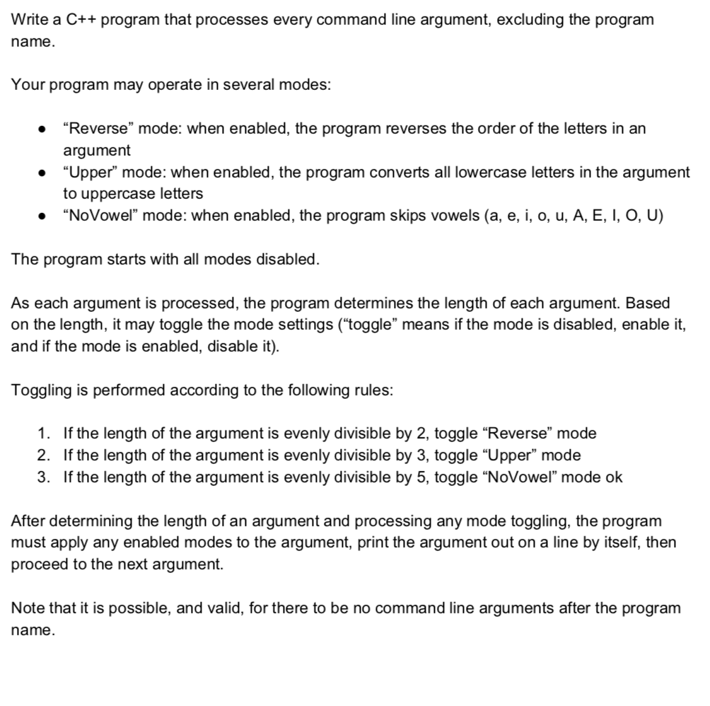 Solved Write a C++ program that processes every command line | Chegg.com