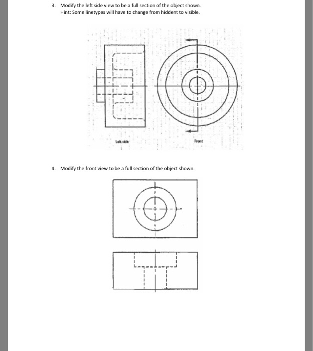Solved 1. Complete the missing front view as a full section. | Chegg.com