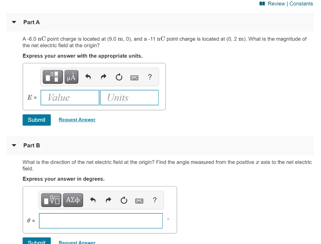 Solved Review Constants Part A A 6 0 Nc Point Charge Is L Chegg Com