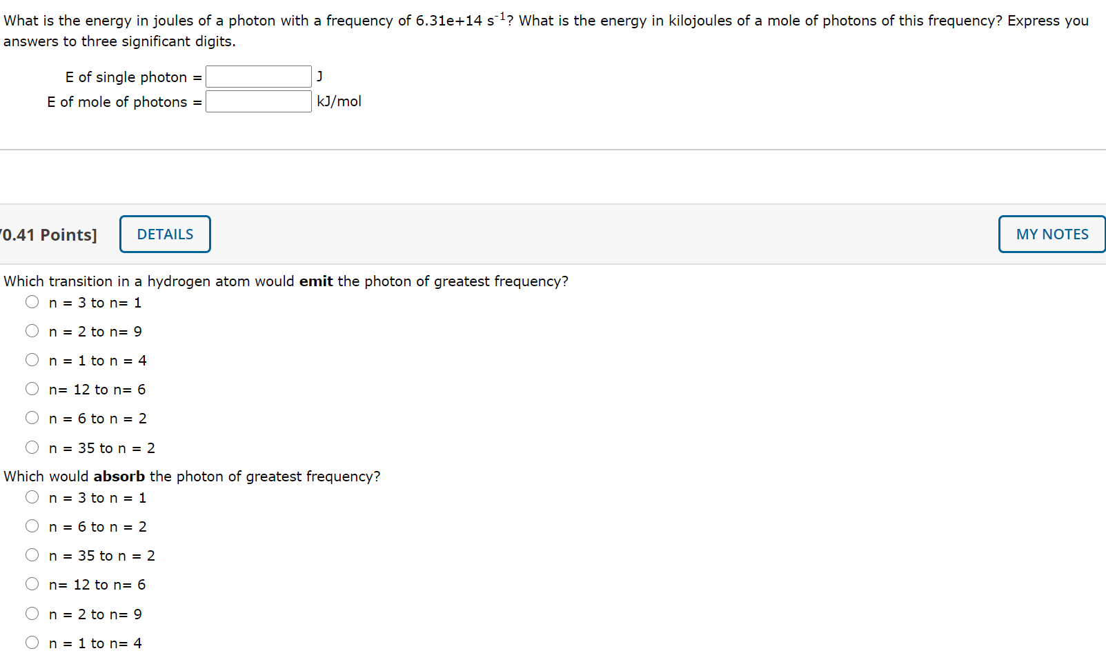 Solved What is the energy in joules of a photon with a | Chegg.com