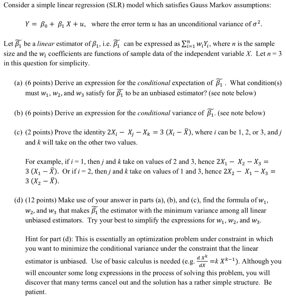 Solved Consider A Simple Linear Regression Slr Model Wh Chegg Com