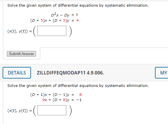 Solved Solve the given system of differential equations by | Chegg.com