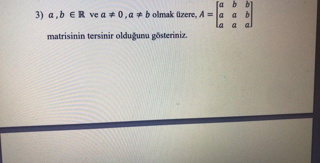 Solved La B 3) A, B E R Ve A # 0,a # B Olmak üzere, A = |a A | Chegg.com