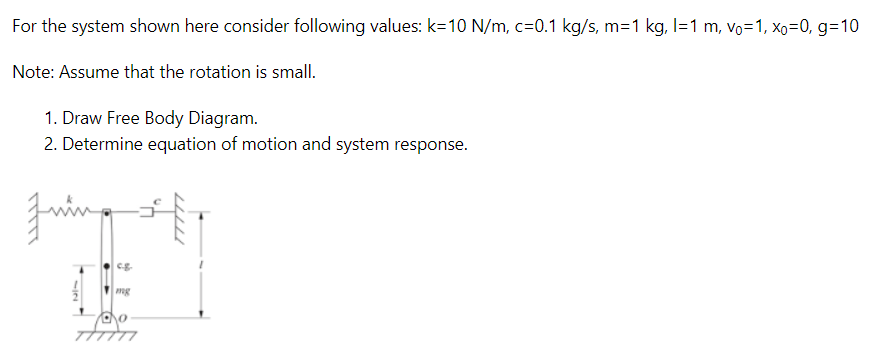 Solved For the system shown here consider following values: | Chegg.com