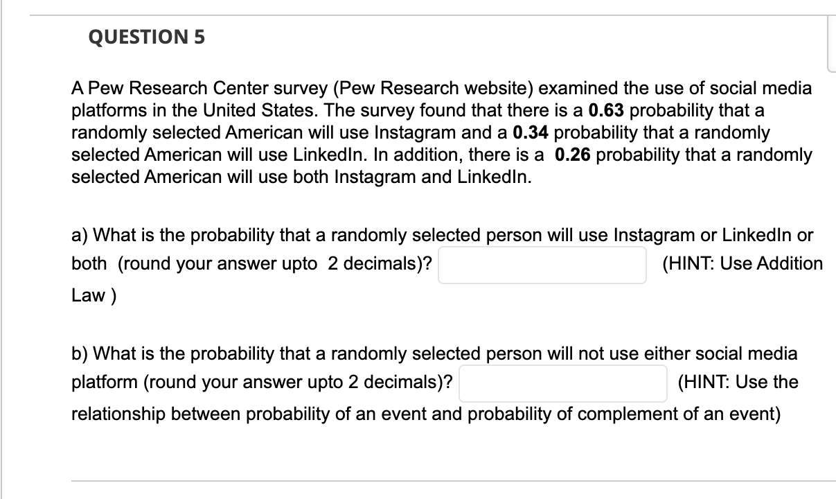 Solved A Pew Research Center Survey (Pew Research Website) | Chegg.com