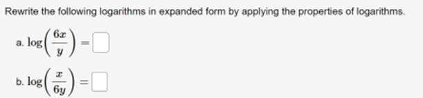 Solved Rewrite the following logarithms in expanded form by | Chegg.com