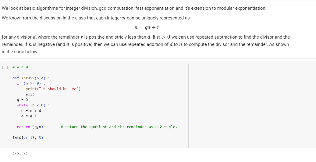 Solved We look at basic algorithms for integer division, gcd | Chegg.com