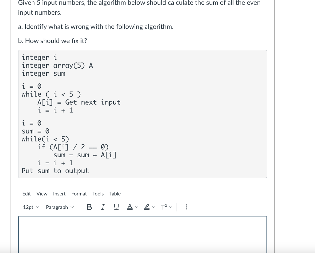 Solved Given 5 input numbers, the algorithm below should | Chegg.com