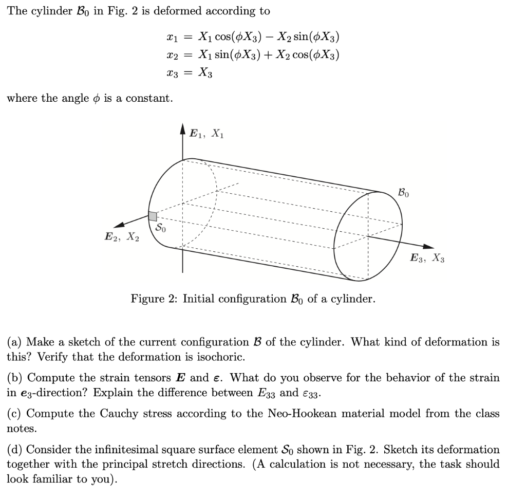 Solved The cylinder Bo in Fig. 2 is deformed according to | Chegg.com