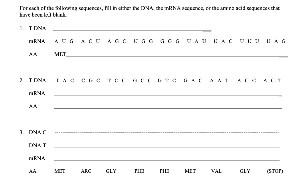 Solved For each of the following sequences, fill in either | Chegg.com