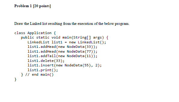 Solved Problem 1 [20 Points) Draw The Linked List Resulting | Chegg.com