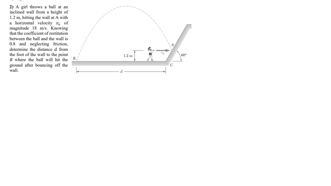 Solved 2) A girl throws a ball at an inclined wall from a