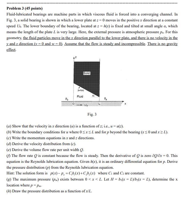 Solved Problem 3 (45 points) Fluidlubricated bearings are
