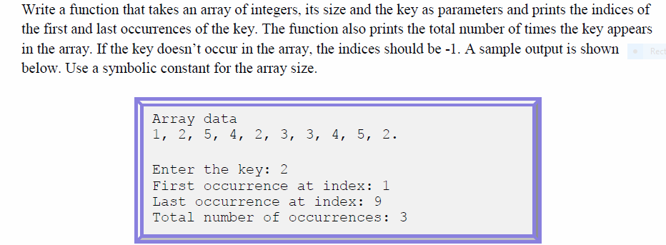 Solved Write a function that takes an array of integers, its | Chegg.com