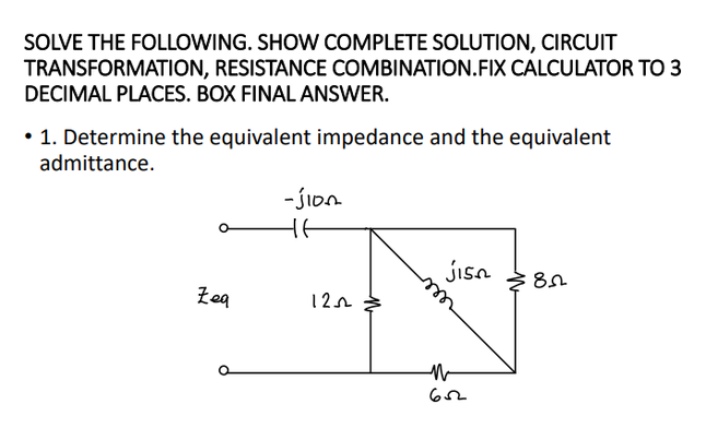 Solved SOLVE THE FOLLOWING. SHOW COMPLETE SOLUTION, CIRCUIT | Chegg.com