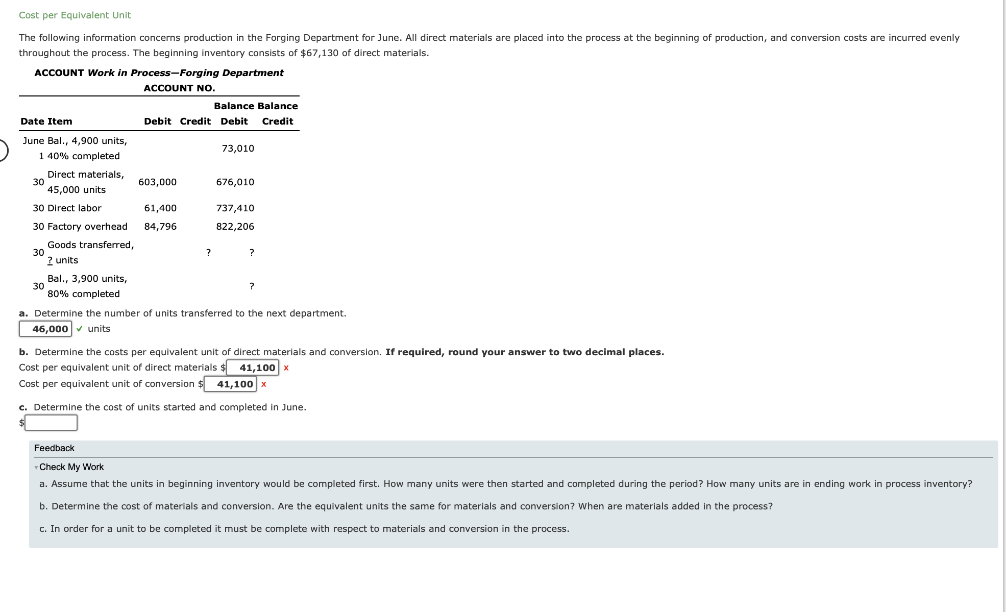 Solved Cost Per Equivalent Unit Throughout The Process. The 