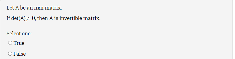 Solved Let A be an nxn matrix. If det(A)+ 0, then A is | Chegg.com